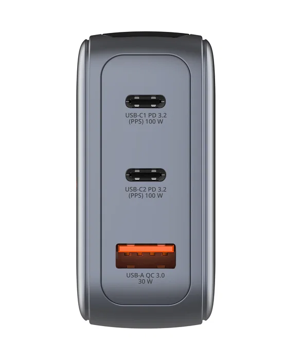 Verbatim Mini GaN Charger 100W con pantalla TFT y 3 puertos (EU/UK/US) de color Negro