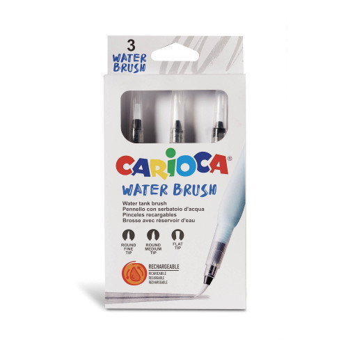 Carioca Pincel Recargable de Agua Redondo con 3 Puntas Surtidas Carioca Pincel Recargable de Agua Redondo con 3 Puntas Surtidas