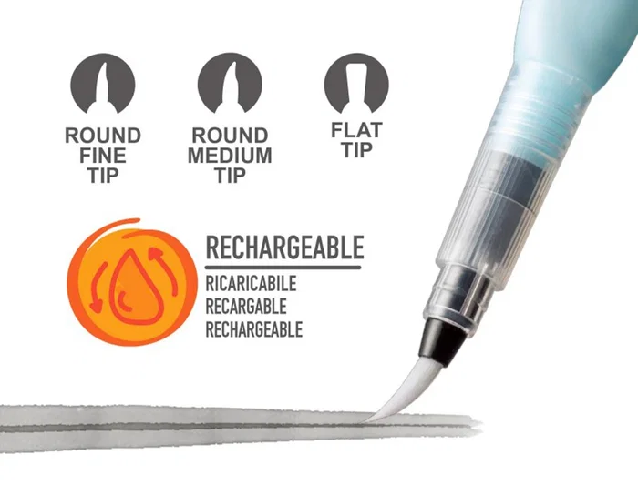 Carioca Pincel Recargable Agua Redondo Puntas Surtidas Caja de 3 Unidades Carioca Pincel Recargable Agua Redondo Puntas Surtidas Caja de 3 Unidades