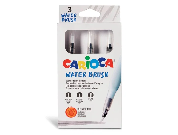 Carioca Pincel Recargable Agua Redondo Puntas Surtidas Caja de 3 Unidades Carioca Pincel Recargable Agua Redondo Puntas Surtidas Caja de 3 Unidades