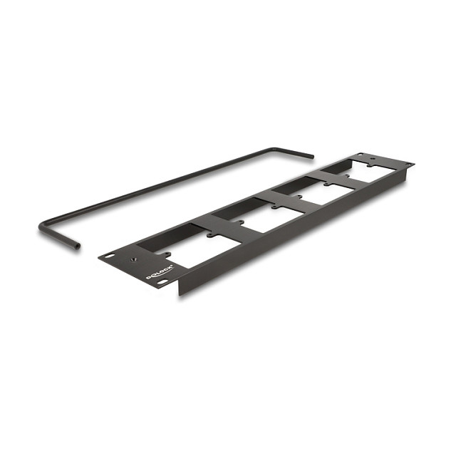 DeLOCK Patchpanel de 19″ con 4 placas Tipo-D y 16 puertos, 2U, Negro