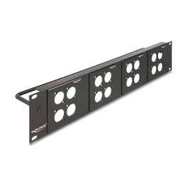 DeLOCK Patchpanel de 19″ con 4 placas Tipo-D y 16 puertos, 2U, Negro