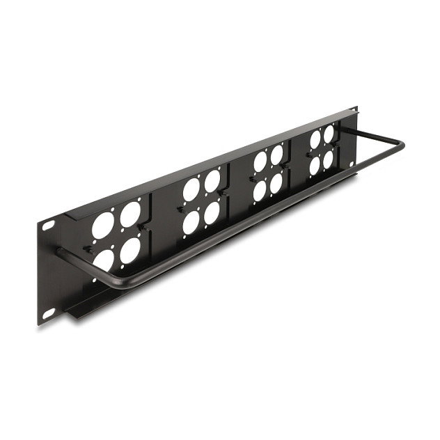 DeLOCK Patchpanel de 19″ con 4 placas Tipo-D y 16 puertos, 2U, Negro
