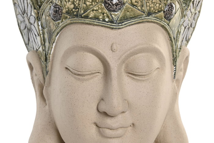 DKD Home Decor Figura de Buda Beige y Verde en Magnesia y Fibra de Vidrio