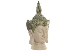 DKD Home Decor Figura de Buda Beige y Verde en Magnesia y Fibra de Vidrio