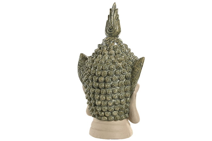 DKD Home Decor Figura de Buda Beige y Verde en Magnesia y Fibra de Vidrio