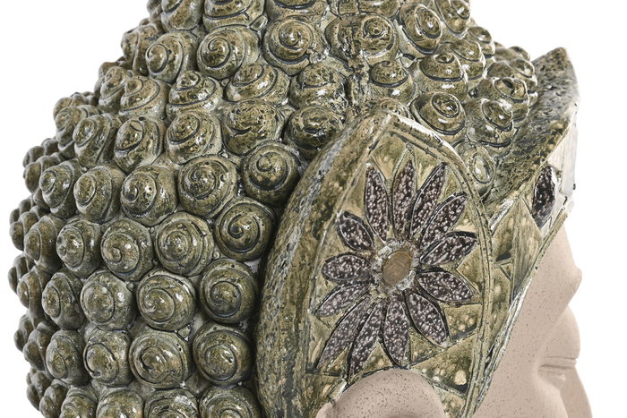DKD Home Decor Figura de Buda Beige y Verde en Magnesia y Fibra de Vidrio