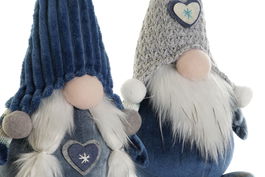 DKD Home Decor Figura Gnomo Poliester Azul Blanco Gris 12 x 35 x 13 cm (2 Unidades)