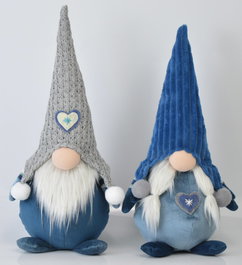 DKD Home Decor Figura Gnomo Poliester Azul Blanco Gris 12 x 35 x 13 cm (2 Unidades)
