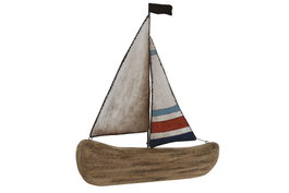 DKD Home Decor Decoración Velero Paulownia y Metal Natural