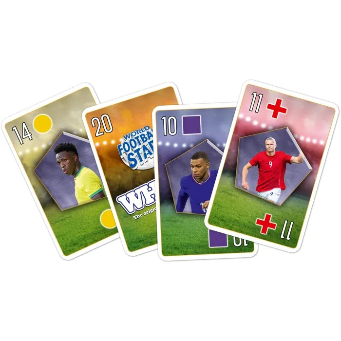 Winning Moves ¡WHOT! Estrellas del Fútbol Mundial - Juego de Mesa de Cartas, 2-6 Jugadores, +5 años