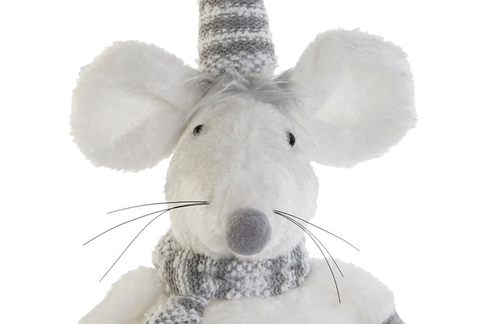 DKD Home Decor Figura de Ratón Blanco y Gris