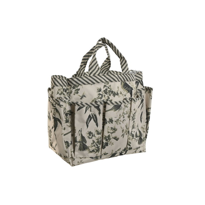 DKD Home Decor Cesta de Algodón Green Leaves 47x18x27 Hojas Crudo y Verde