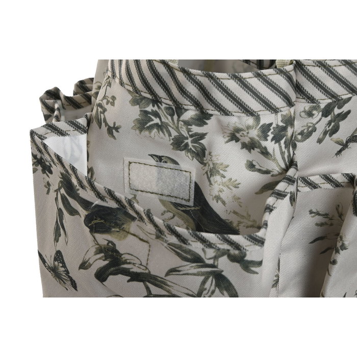 DKD Home Decor Cesta de Algodón Green Leaves 47x18x27 Hojas Crudo y Verde