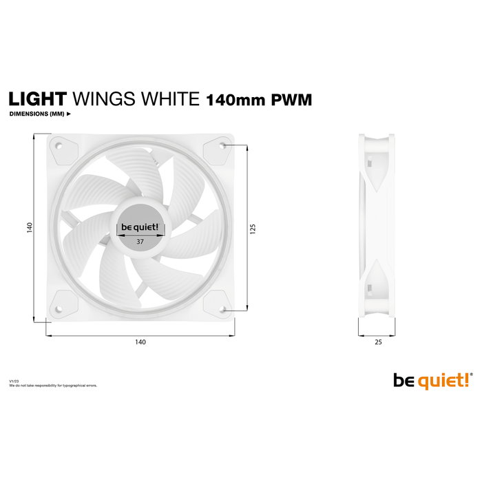 be quiet! Fan Light Wings 140mm BL102 White be quiet! Fan Light Wings 140mm BL102 White