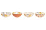 DKD Home Decor Set de 4 Cuencos de Gres Limón con Relieve