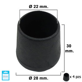 MAURER Contera Cónica Negra 22mm, Blister de 4 piezas