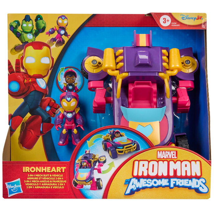 Hasbro G1476 Ironheart - Vehículo y Armadura 2 en 1 de MARVEL Iron Man and His Awesome Friends, Transformable, Juguete para Niños +3 Años