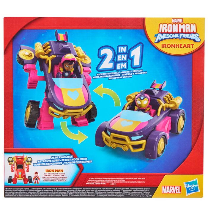 Hasbro G1476 Ironheart - Vehículo y Armadura 2 en 1 de MARVEL Iron Man and His Awesome Friends, Transformable, Juguete para Niños +3 Años