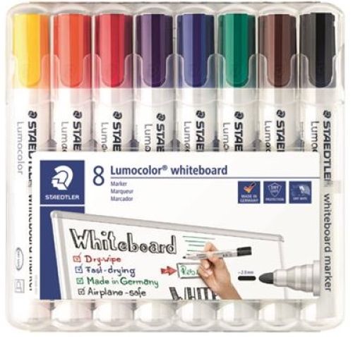 STAEDTLER Marcadores de Pizarra Lumocolor 351 Multicolor de 2 mm, Pack de 8