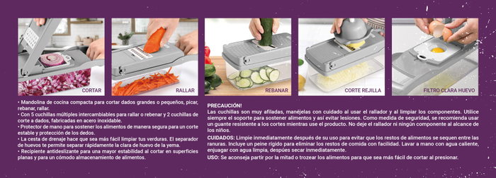 Quttin Cortador Rallador Multifuncional con Depósito (6 Unidades)