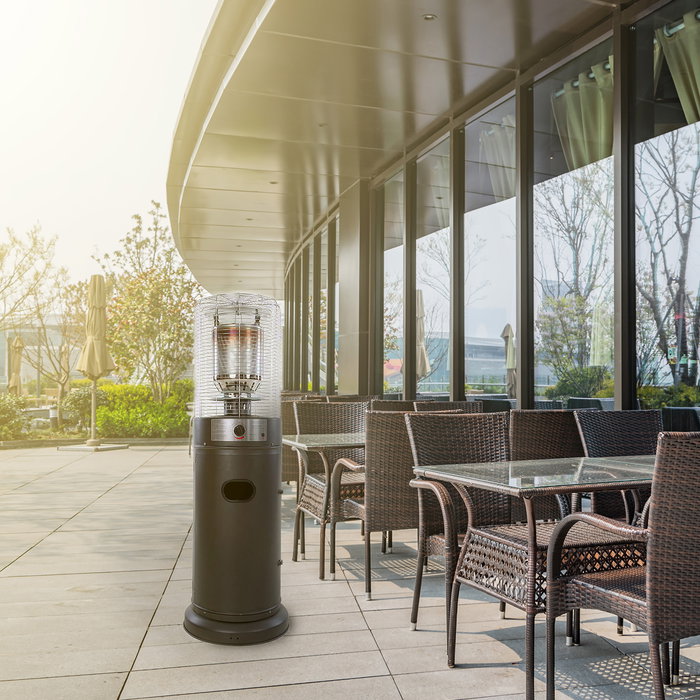 Tecna Estufa de Terraza Corona Baja a Gas Negra, 11 kW, Modelo Estufa, Altura 1350 mm