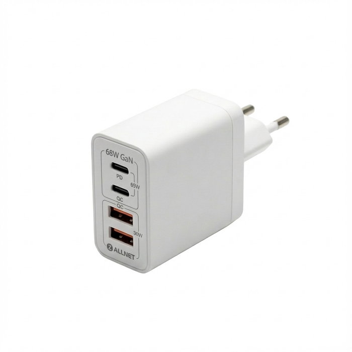 ALLNET Cargador de red Z ALLNET 68W GaN con 2x USB-C PD y 2x USB-A QC, EU PLUG ALLNET Cargador de red Z ALLNET 68W GaN con 2x USB-C PD y 2x USB-A QC, EU PLUG