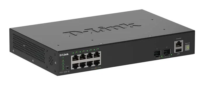 D-Link DGS-1530-10 Conmutador Gestionado L2, 8 Puertos Gigabit Ethernet + 2 Puertos 10G SFP+, Apilable, Desktop/Montaje Rack