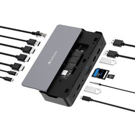 Verbatim Dock Station 15 En 1 con 2x HDMI, 1x DP, Soporte SSD M.2 y USB-C PD - Negro