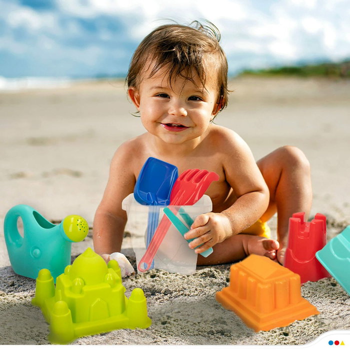 Color Baby Set de Juego de Playa Castillo con Cubo, Palas y Moldes