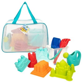Color Baby Set de Juego de Playa Castillo con Cubo, Palas y Moldes