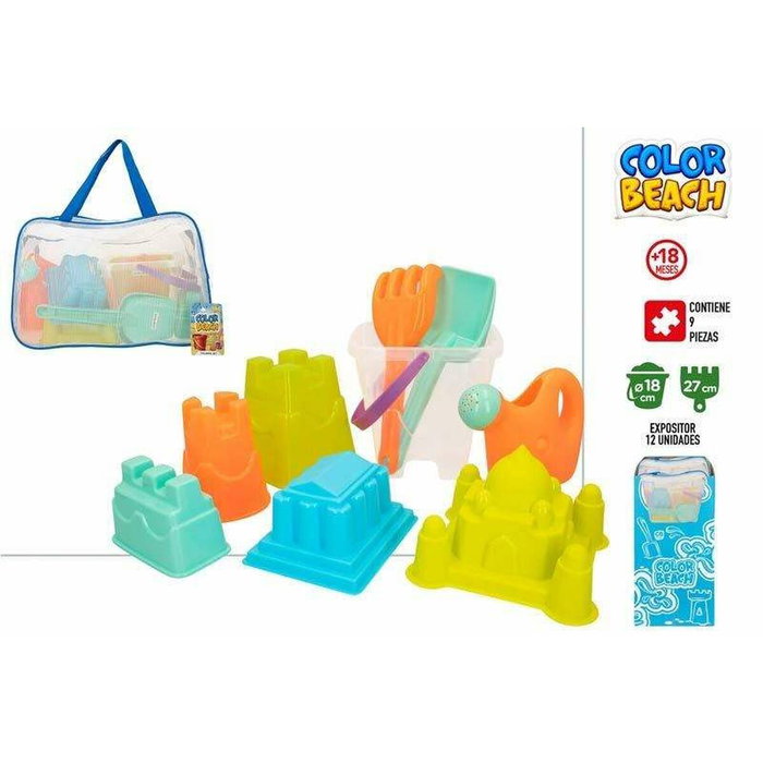 Color Baby Set de Juego de Playa Castillo con Cubo, Palas y Moldes