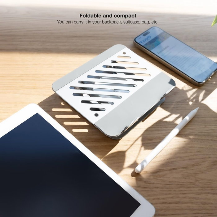 Tooq Soporte Plegable 360º para Dispositivos de hasta 13 pulgadas, Plata