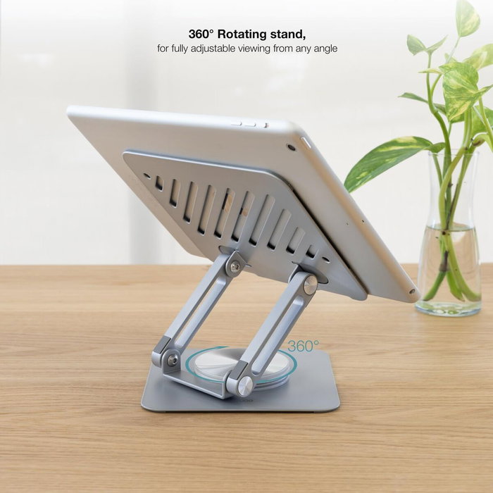 Tooq Soporte Plegable 360º para Dispositivos de hasta 13 pulgadas, Plata