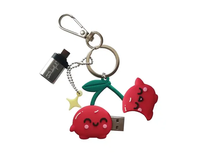 Wondee Mr. Wonderful Memoria USB 32GB Cereza Llavero Pendrive Universal con Adaptador USB C