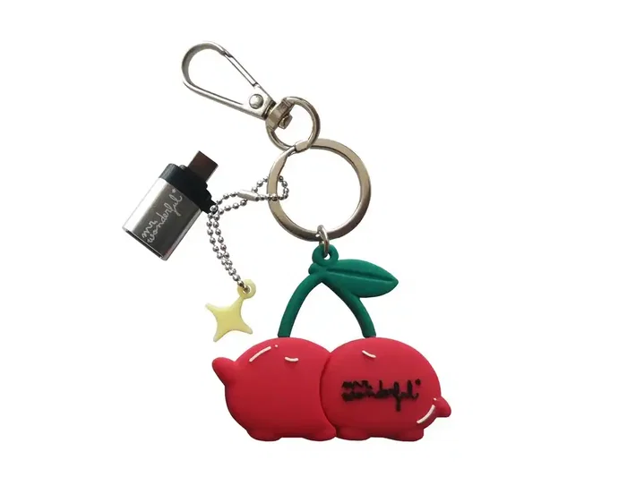 Wondee Mr. Wonderful Memoria USB 32GB Cereza Llavero Pendrive Universal con Adaptador USB C