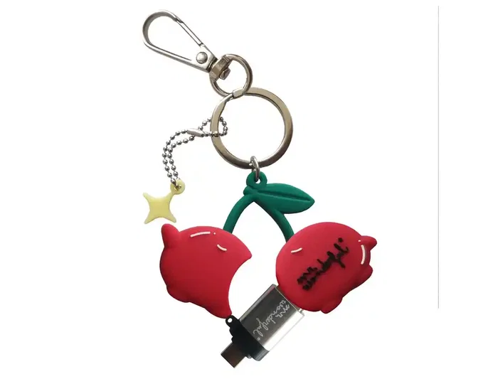 Wondee Mr. Wonderful Memoria USB 32GB Cereza Llavero Pendrive Universal con Adaptador USB C