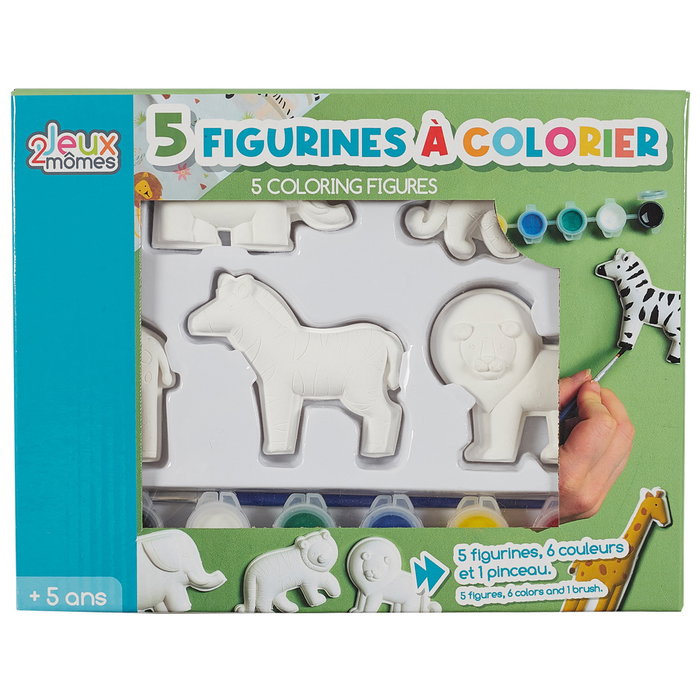 Jeux 2 momes Juego de 5 Figuras para Colorear con Pincel y Pinturas para Niños a Partir de 5 Años Jeux 2 momes Juego de 5 Figuras para Colorear con Pincel y Pinturas para Niños a Partir de 5 Años