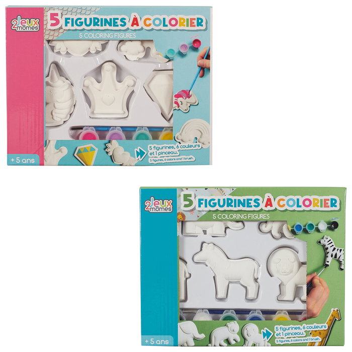 Jeux 2 momes Juego de 5 Figuras para Colorear con Pincel y Pinturas para Niños a Partir de 5 Años Jeux 2 momes Juego de 5 Figuras para Colorear con Pincel y Pinturas para Niños a Partir de 5 Años