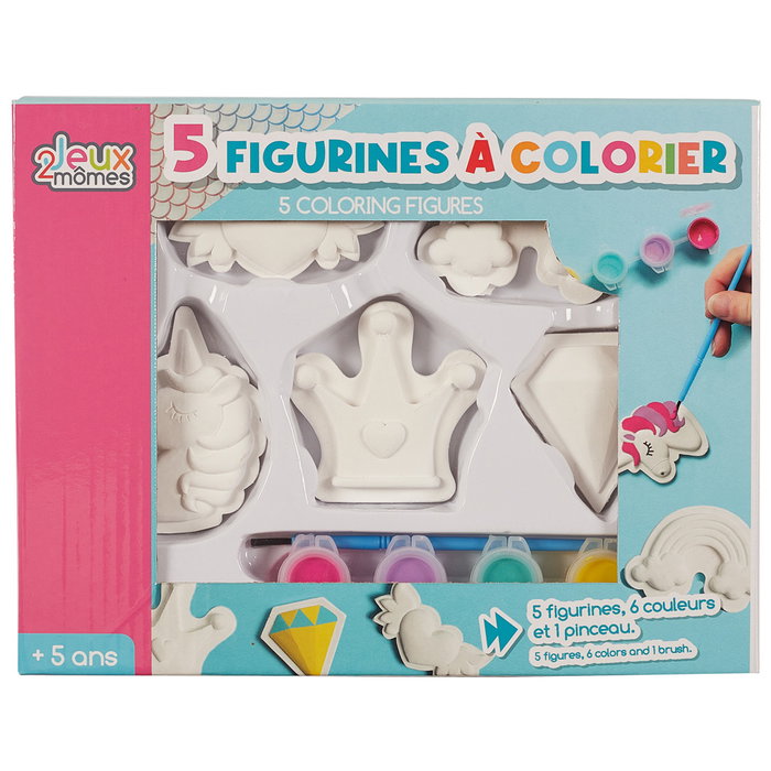 Jeux 2 momes Juego de 5 Figuras para Colorear con Pincel y Pinturas para Niños a Partir de 5 Años Jeux 2 momes Juego de 5 Figuras para Colorear con Pincel y Pinturas para Niños a Partir de 5 Años