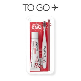 ISDIN Bexident Anticaries Kit de Viaje - Lote de 3 unidades con pasta dental 25 ml, cepillo y neceser - Triple acción anticaries con tecnología Cranpearls Tech