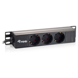 EQUIP 333299 Regleta de 3 tomas AC con montaje en rack 1U, 1.5m, Negro