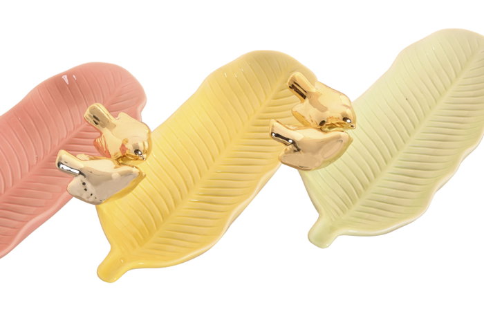 DKD Home Decor Bandeja Vacia Bolsillos de Porcelana Surtido de 3 DKD Home Decor Bandeja Vacia Bolsillos de Porcelana Surtido de 3