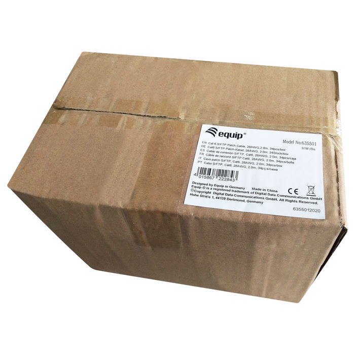 EQUIP 635501 Cable Patch Cat6 S/FTP 2xRJ45 2m Gris LSZH (34 Unidades)