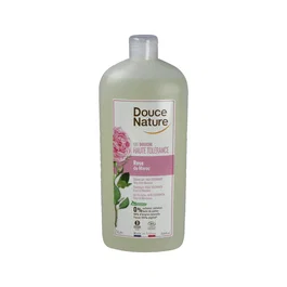 DOUCE NATURE Gel de Ducha Rosa 1 Litro con Agua de Rosa Damascena Bio, Sin Sulfatos y Sin Jabón, Envase Reciclable de Caña de Azúcar para Todo Tipo de Piel