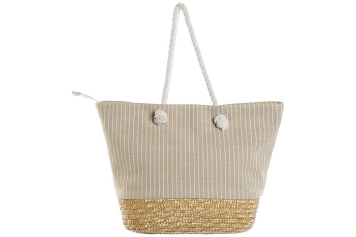DKD Home Decor Bolso Mediterraneo Beige Azul 16 x 33 x 52 cm (2 Unidades)