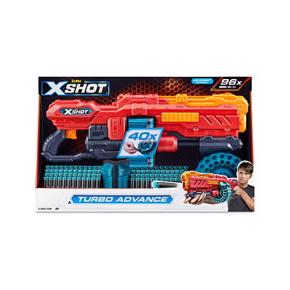ZURU XSHOT Excel - Turbo Advance, Pistola de Juguete de Dardos con Almacenaje, 97 Piezas, Multicolor, para Niños y Adultos