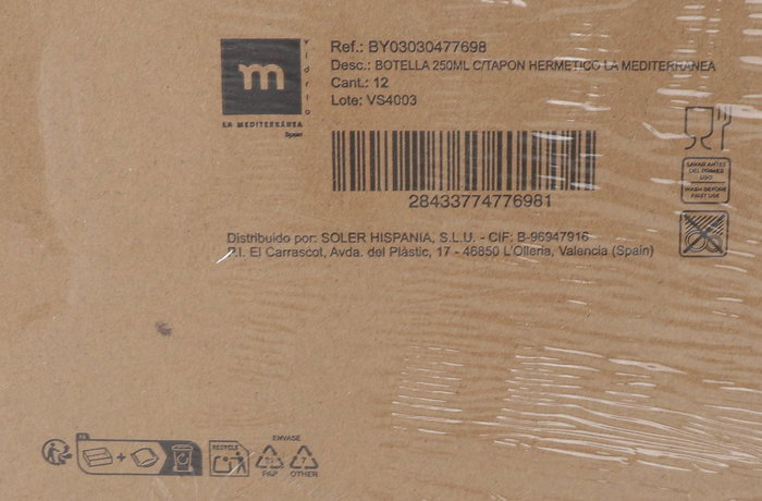 La Mediterranea Botella 250Ml C/Tapon Hermetico La Mediterranea (24 Unidades)