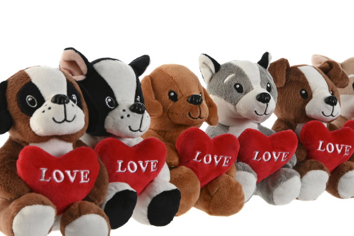 DKD Home Decor Peluche Perro Corazón Multicolor