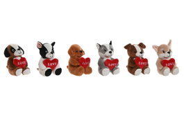 DKD Home Decor Peluche Perro Corazón Multicolor